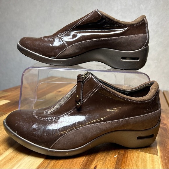 Cole Haan Air Luna Waterproof Shoes Women 6.5 Patent Leather Slip On Clog Brown - Picture 3 of 8